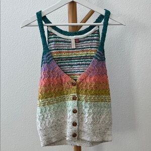 Pilcro Rainbow Button-Front Knit Tank Top